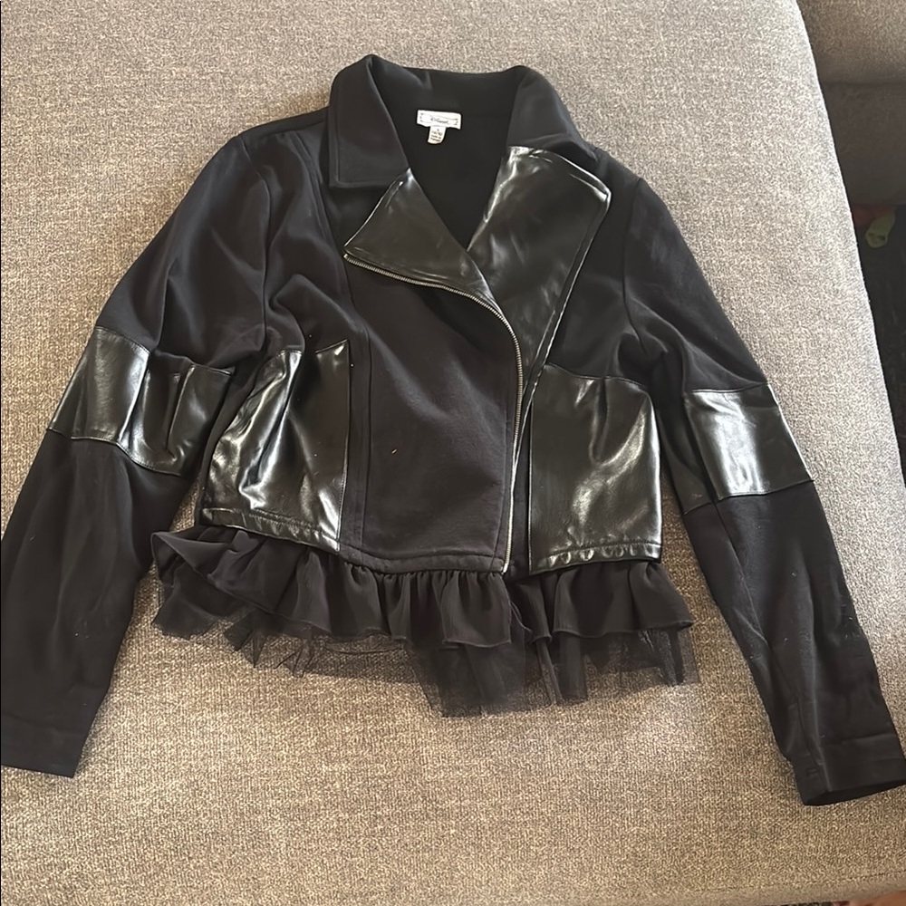 Black Kids Disney Jacket with Leather Accents